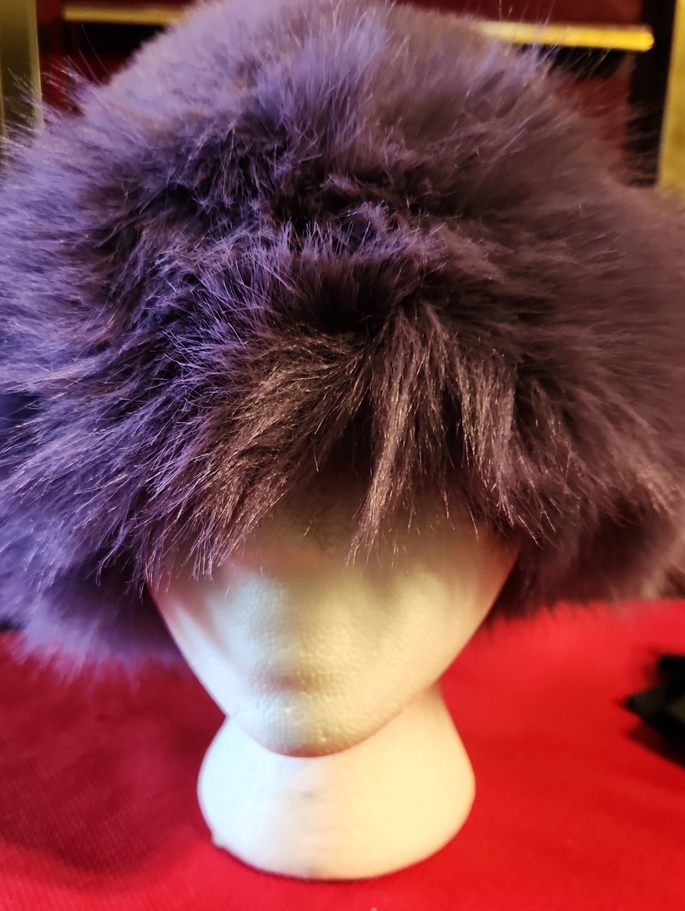 Purple Faux Fur Winter Hat- Women Hair Accessory